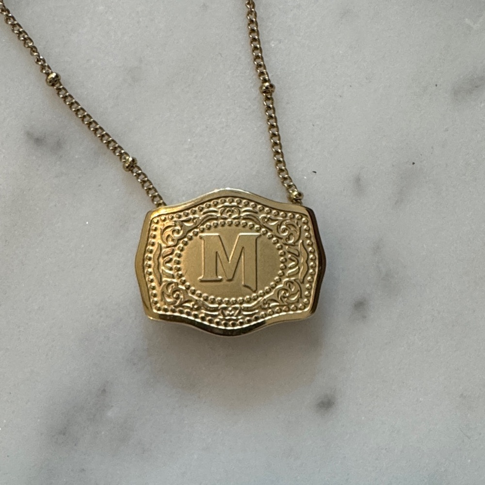 Gold Initial 'M' Pendant Necklace